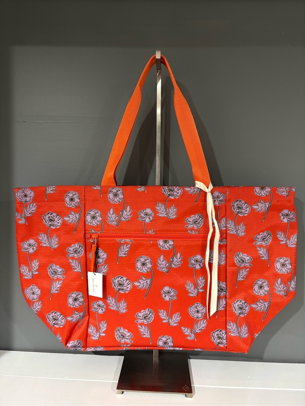 Vera Bradley Orange Floral Tote with Purple Accents